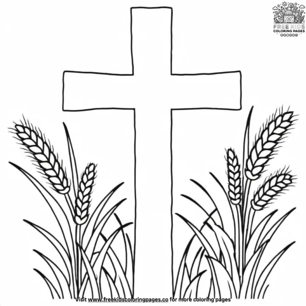 Wheat and cross coloring pages