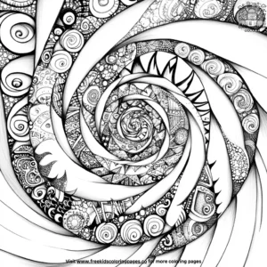 Whirling Spiral Zentangle Coloring Pages