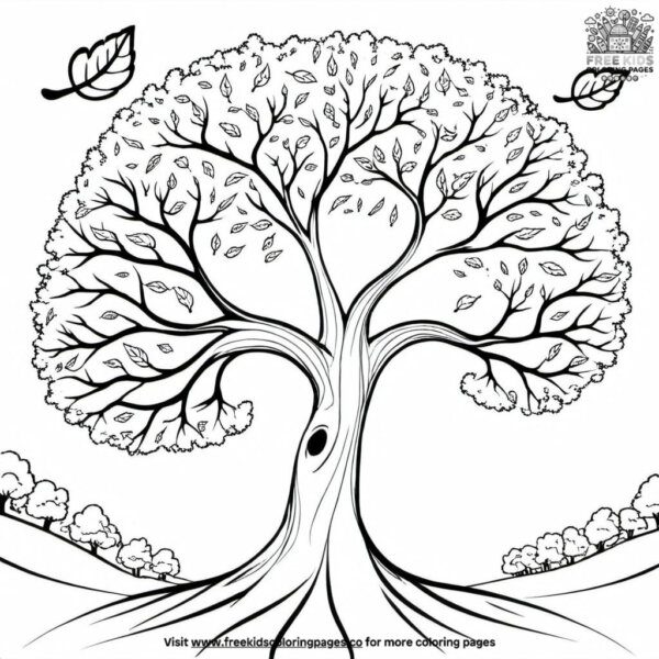 Wind blowing through a tree coloring pages