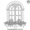 Window With Flower Decorations Coloring Pages