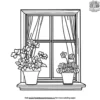 Window With Flower Pots Coloring Pages