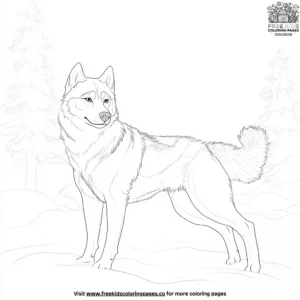 Winter wonderland husky coloring pages