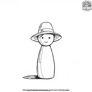 Wooden Peg Doll with a Hat Coloring Pages