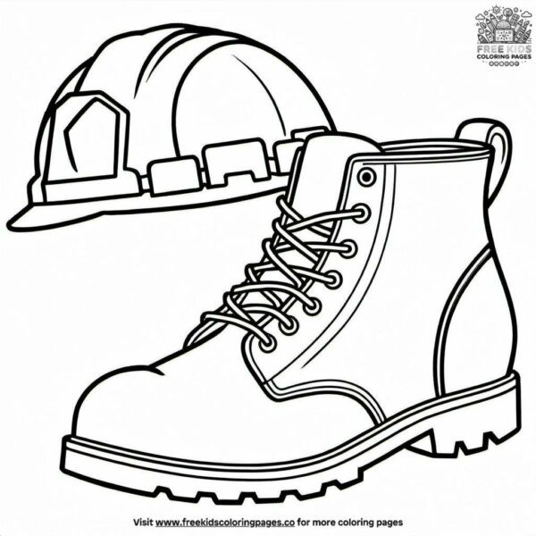 Work boots and hard hats coloring pages