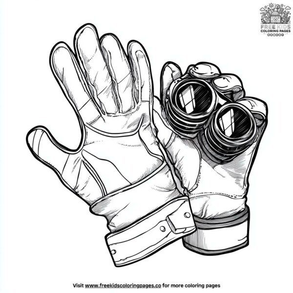 Work gloves and gears coloring pages