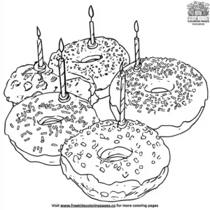 Yummy Birthday Donuts Coloring Pages