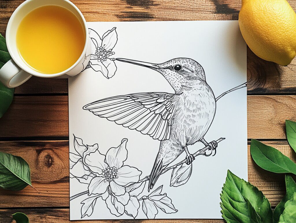 Hummingbird coloring page 1